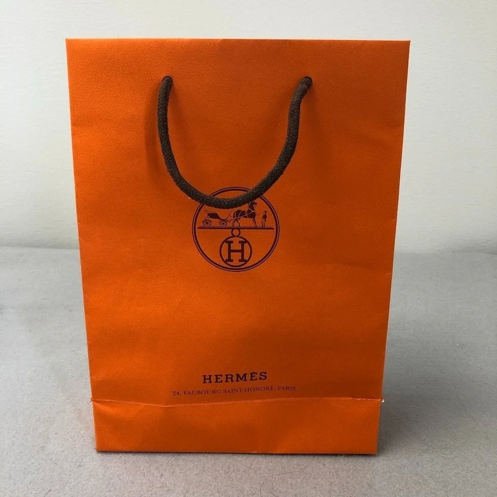 Hermes Authentic Orange Paper Shopping Bag Gift Small Rectangle 11.5x8x3.5
